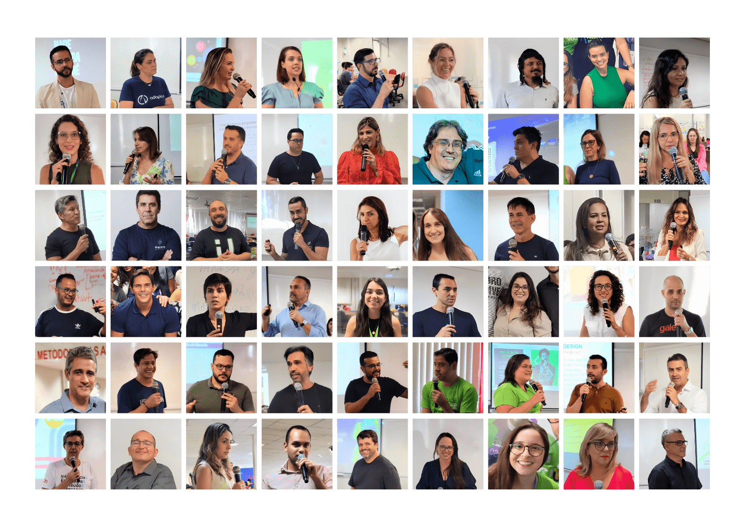 Mosaico com fotos de voluntários do Projeto Carreira